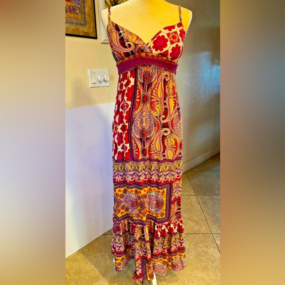 Sequin Hearts Maxi Dress Colorful Jewel Tones-Like New
